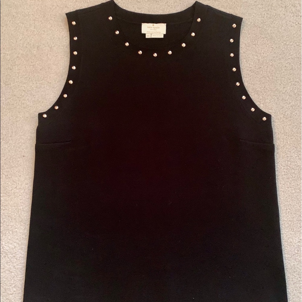 Black Kate Spade Sleeveless Gold Studs Knit Top XS
